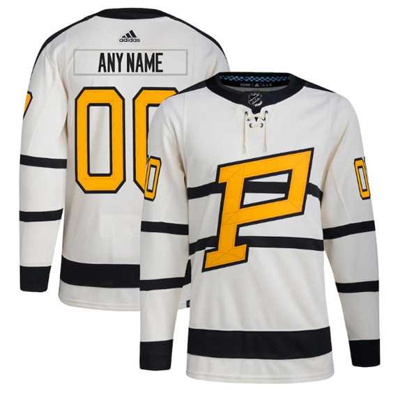 Men%27s Pittsburgh Penguins Custom Cream 2023 Winter Classic Stitched Jersey